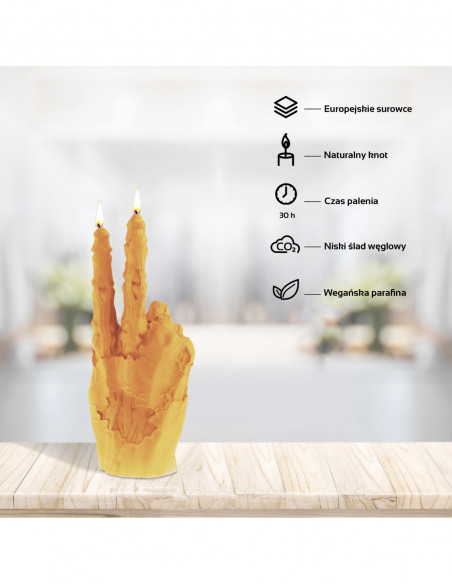 Świeca Zombie Hand Peace Yellow