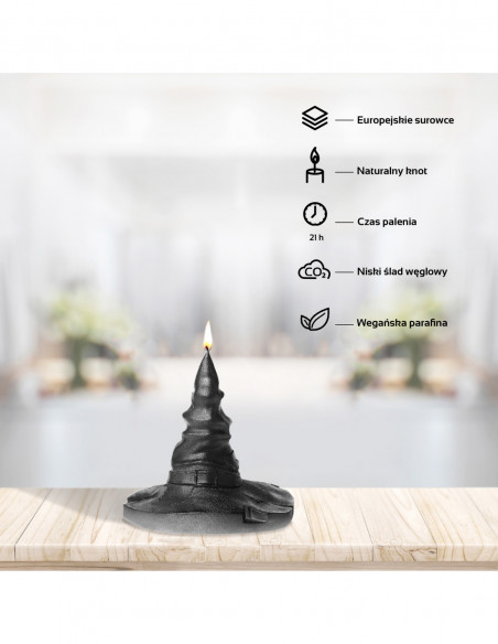 Świeca Halloween Hat Black Metallic