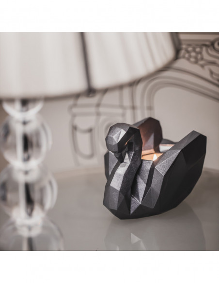 Świecznik Swan Low-Poly Black Metallic Poli