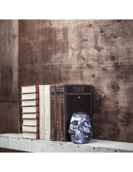 Podpórka do książek Skull Low-Poly Black Metallic Poli