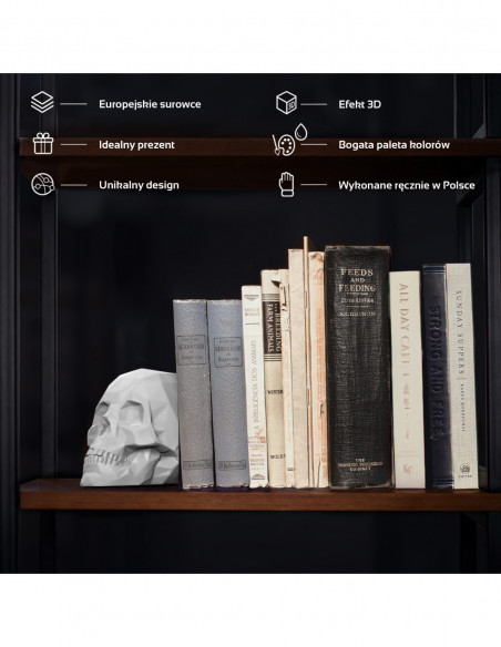 Podpórka do książek Skull Low-Poly White Poli