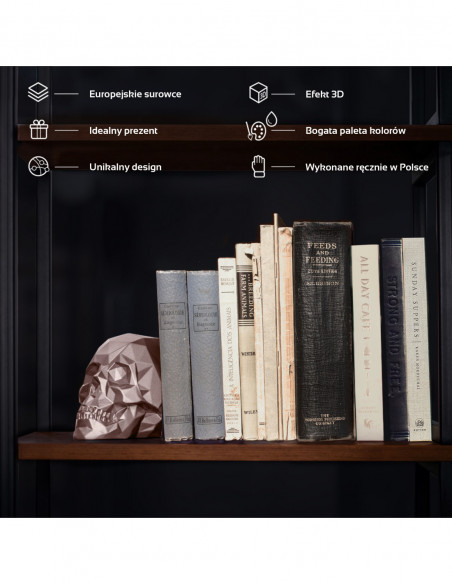 Podpórka do książek Skull Low-Poly Rose Gold Poli