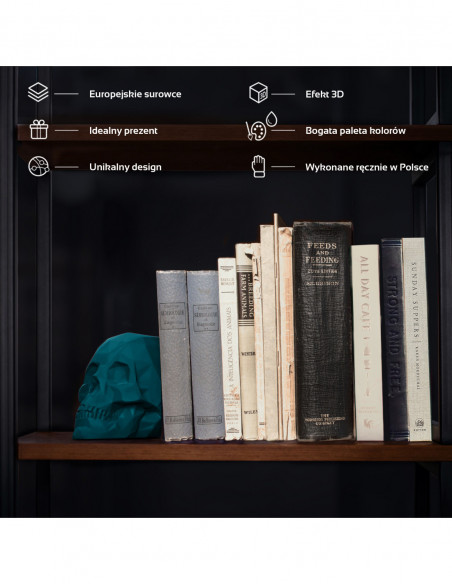 Podpórka do książek Skull Low-Poly Dark Turquoise Poli