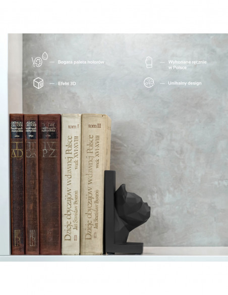 Podpórka do książek Bulldog Low-Poly Black Matt Poli