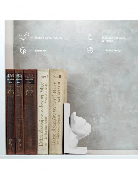 Podpórka do książek Bulldog Low-Poly White Poli