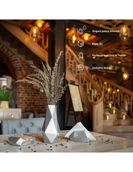 Wazon Low-Poly Silver Poli