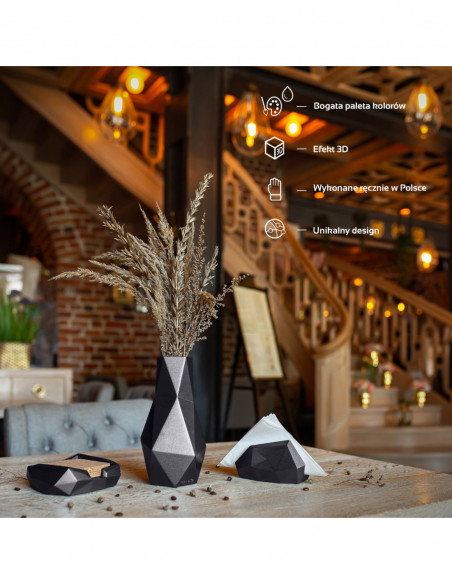 Serwetownik Low-Poly Black Metallic Poli