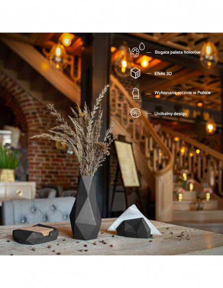 Pojemnik na podkładki Low-Poly Black Matt Poli