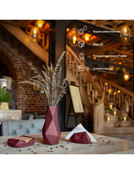 Pojemnik na podkładki Low-Poly Maroon Poli