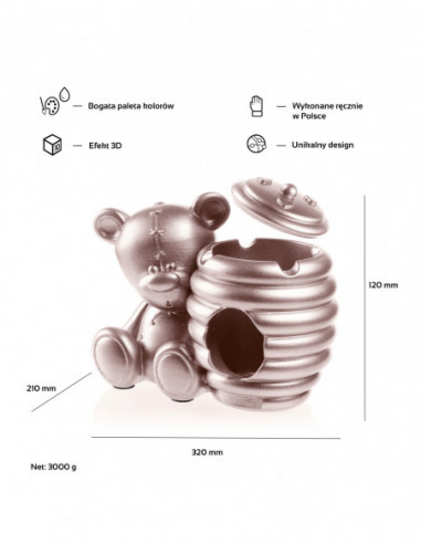 Misa na wełnę Teddy Bear Rose Gold Poli