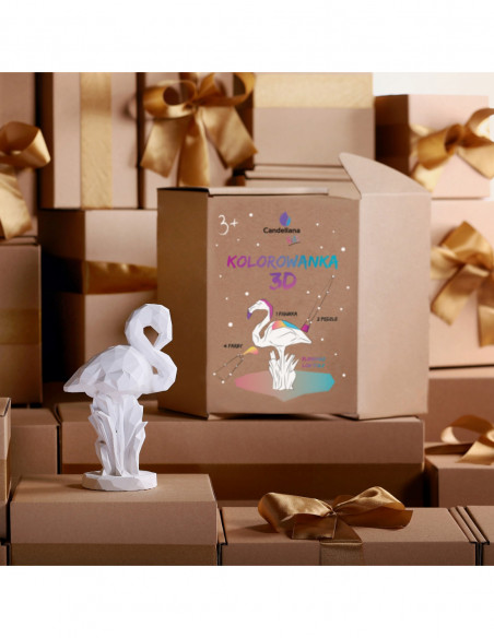Kolorowanka 3D Flamingo Low-Poly