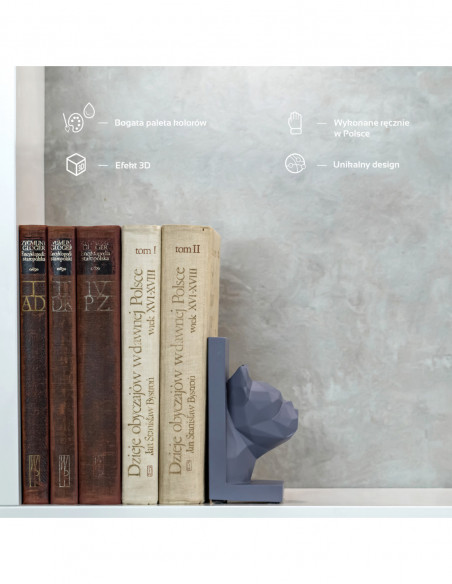 Podpórka do książek Bulldog Low-Poly Midnight Gray Poli