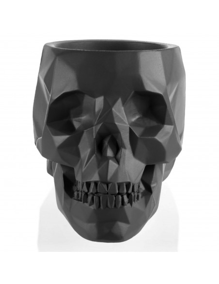 Donica Skull Low-Poly Black Matt Poli 24 cm