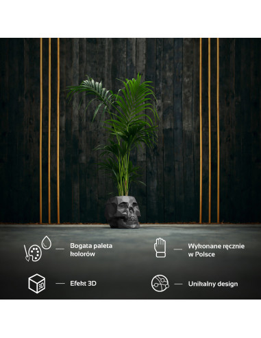 Donica Skull Low-Poly Black Matt Poli...