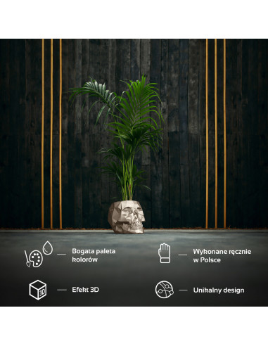 Donica Skull Low-Poly Brass Poli 24 cm