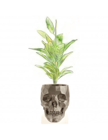 Donica Skull Low-Poly Brass Poli 24 cm