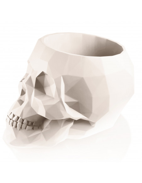 Donica Skull Low-Poly Light Beige Poli 24 cm