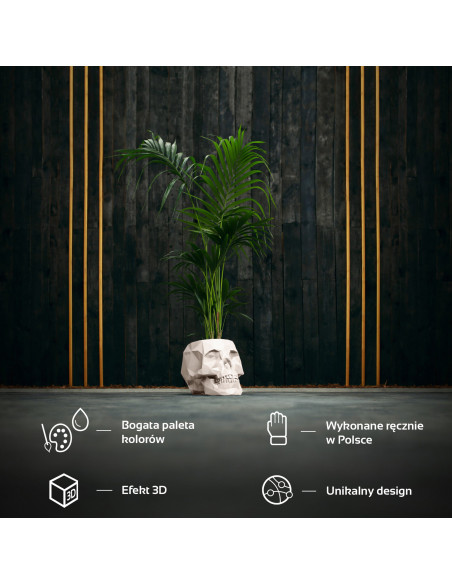 Donica Skull Low-Poly Light Beige Poli 24 cm