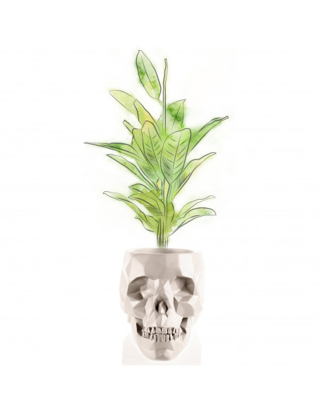 Donica Skull Low-Poly Light Beige Poli 24 cm