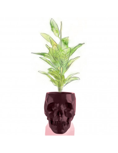 Donica Skull Low-Poly Maroon Poli 24 cm