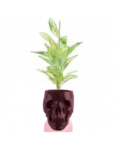 Donica Skull Low-Poly Maroon Poli 24 cm