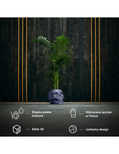 Donica Skull Low-Poly Midnight Gray Poli 24 cm