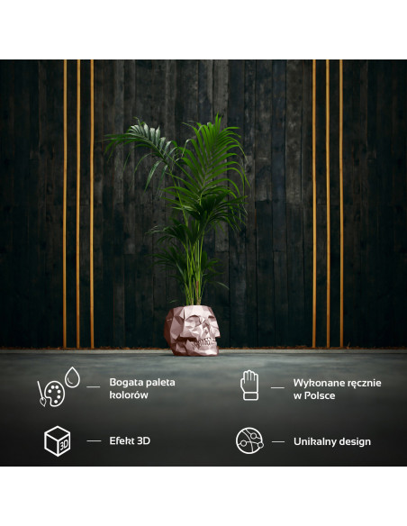 Donica Skull Low-Poly Rose Gold Poli 24 cm