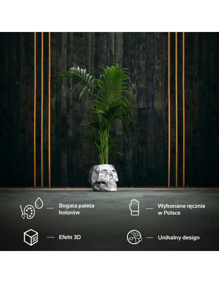 Donica Skull Low-Poly Silver Poli 24 cm