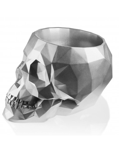 Donica Skull Low-Poly Silver Poli 24 cm