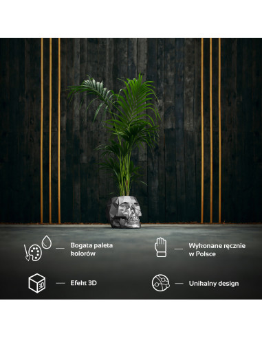 Donica Skull Low-Poly Steel Poli 24 cm