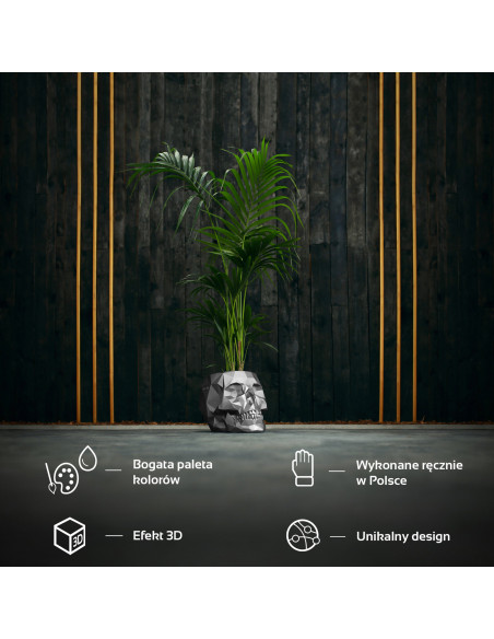 Donica Skull Low-Poly Steel Poli 24 cm