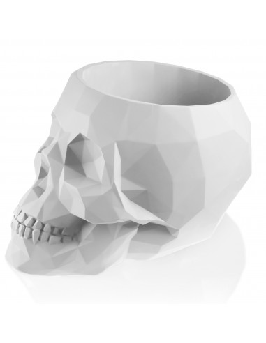 Donica Skull Low-Poly White Poli 24 cm