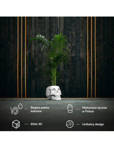 Donica Skull Low-Poly White Poli 24 cm