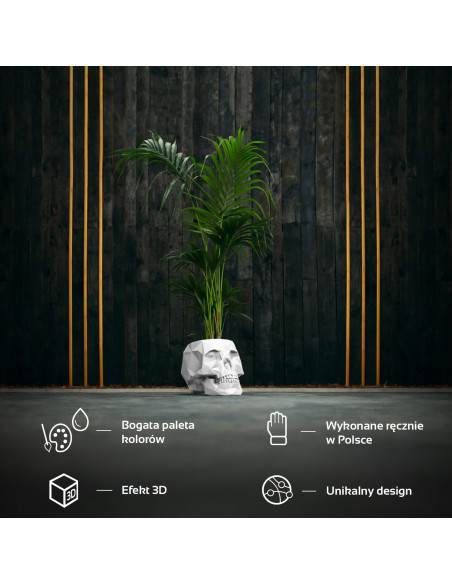 Donica Skull Low-Poly White Poli 24 cm