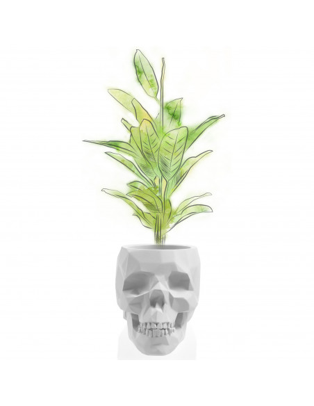 Donica Skull Low-Poly White Poli 24 cm