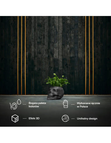 Donica Skull Low-Poly Black Matt Poli...