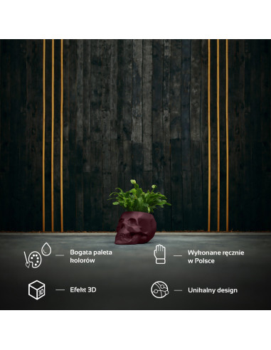 Donica Skull Low-Poly Maroon Poli  11 cm