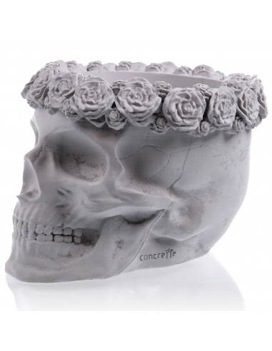 Donica Skull Flowers Unpainted  11 cm