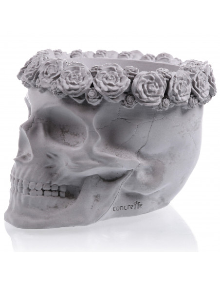 Donica Skull Flowers Unpainted  11 cm