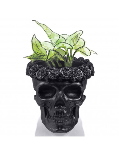 Donica Skull Flowers Black Mettalic...