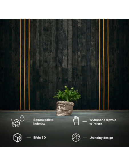 Donica Skull Flowers Brass Poli  11 cm