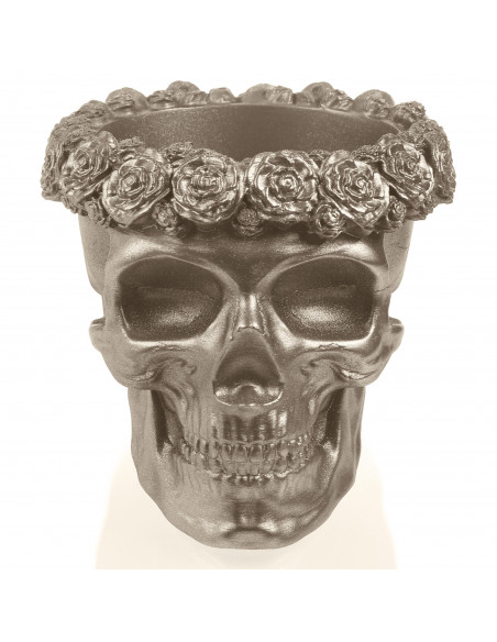 Donica Skull Flowers Brass Poli  11 cm