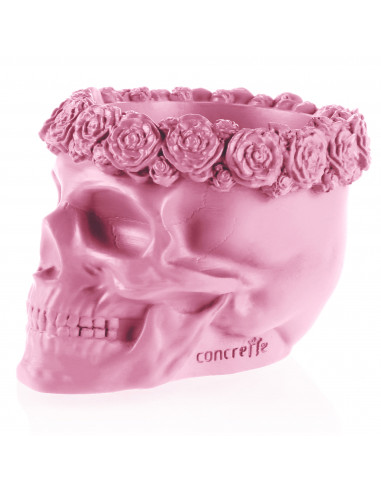 Donica Skull Flowers Candy Pink Poli 11 cm