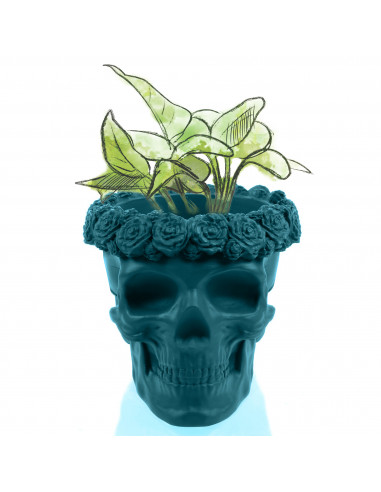 Donica Skull Flowers Dark Turquoise...