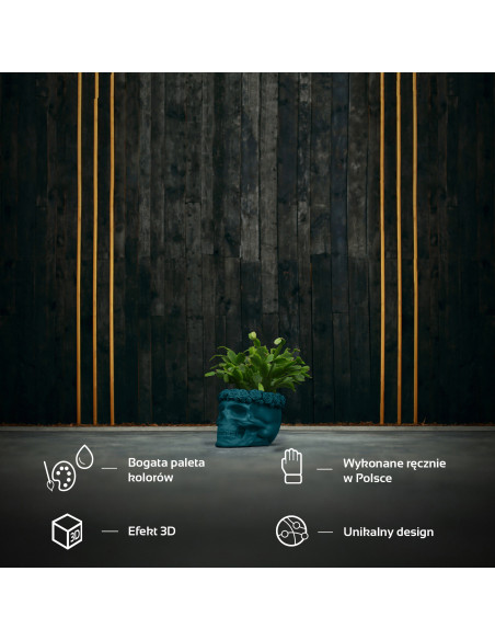 Donica Skull Flowers Dark Turquoise Poli  11 cm