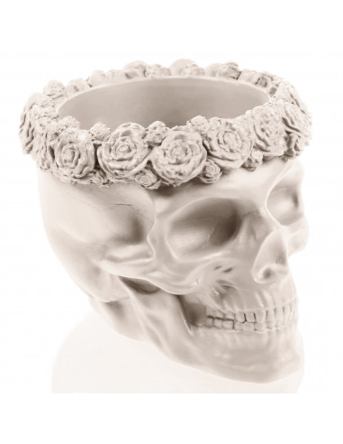 Donica Skull Flowers Light Beige Poli...