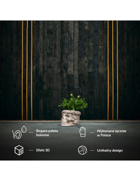 Donica Skull Flowers Light Beige Poli  11 cm