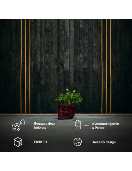 Donica Skull Flowers Maroon Poli  11 cm