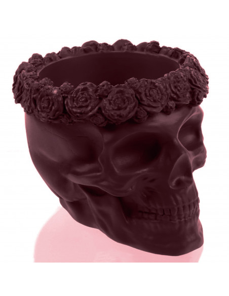 Donica Skull Flowers Maroon Poli  11 cm