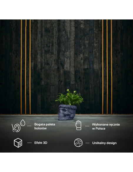 Donica Skull Flowers Midnight Gray Poli  11 cm